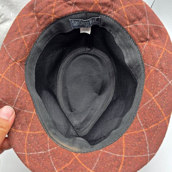 San Diego Hat Company Mens One Size Brown Plaid Fedora Hat Casual Formal Party - Picture 7 of 9